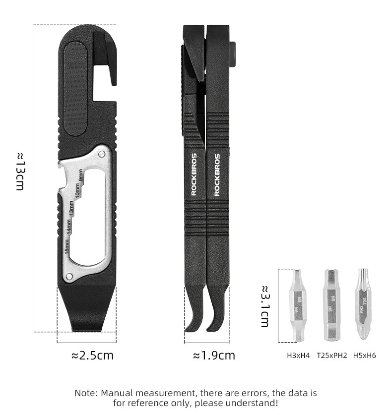 KIT D’OUTILS MULTIFONCTIONS ROCKBROS — CLÉ À CLIQUET + DÉMONTE-PNEUS HAUTE RÉSISTANCE — IDÉAL VÉLO • VTT • ROUTE • URBAIN • VOYAGE