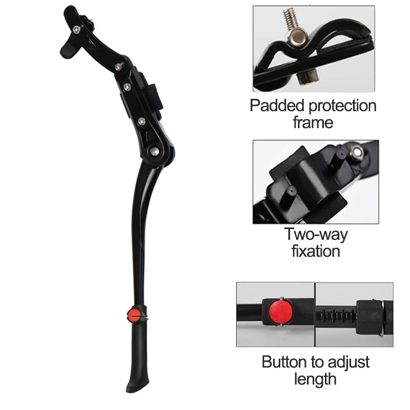 BÉQUILLE VÉLO BUCKLOS — RÉGLABLE 24” à 29” (700C) — IDÉALE VTT • ROUTE • VILLE • VAE