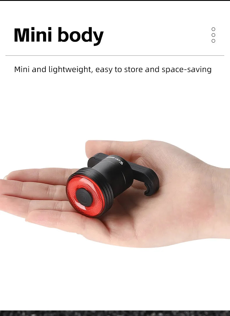 Feu Arrière Vélo WEST BIKING — Détection Intelligente du Mouvement — Recharge USB-C — IPX6 Étanche — Clignotant Sécurité pour VTT & Route