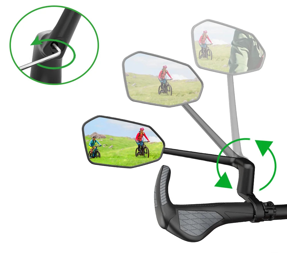 Rétroviseur Vélo EasyDo — Bras Télescopique 360° Rotatif — Compatible VTT, Route, VAE — Installation Rapide sur Guidon — Vision Arrière Sécurisée