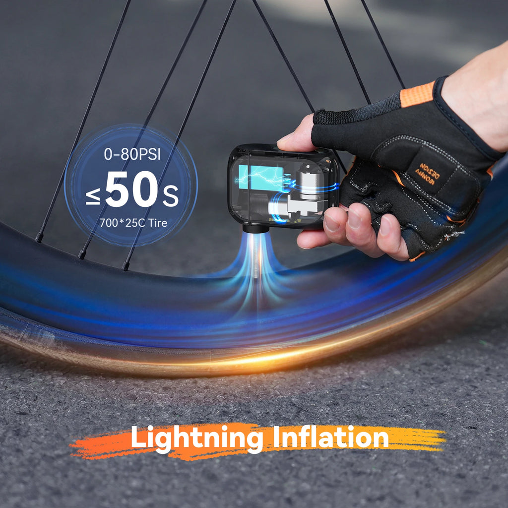 MINI POMPE ÉLECTRIQUE anoutway AT1 Pro — 120 PSI • ÉCRAN DIGITAL • RECHARGE RAPIDE 25 MIN • 450mAh — ULTRA-LÉGÈRE 125g — IDÉALE VÉLO ROUTE • VTT • URBAIN