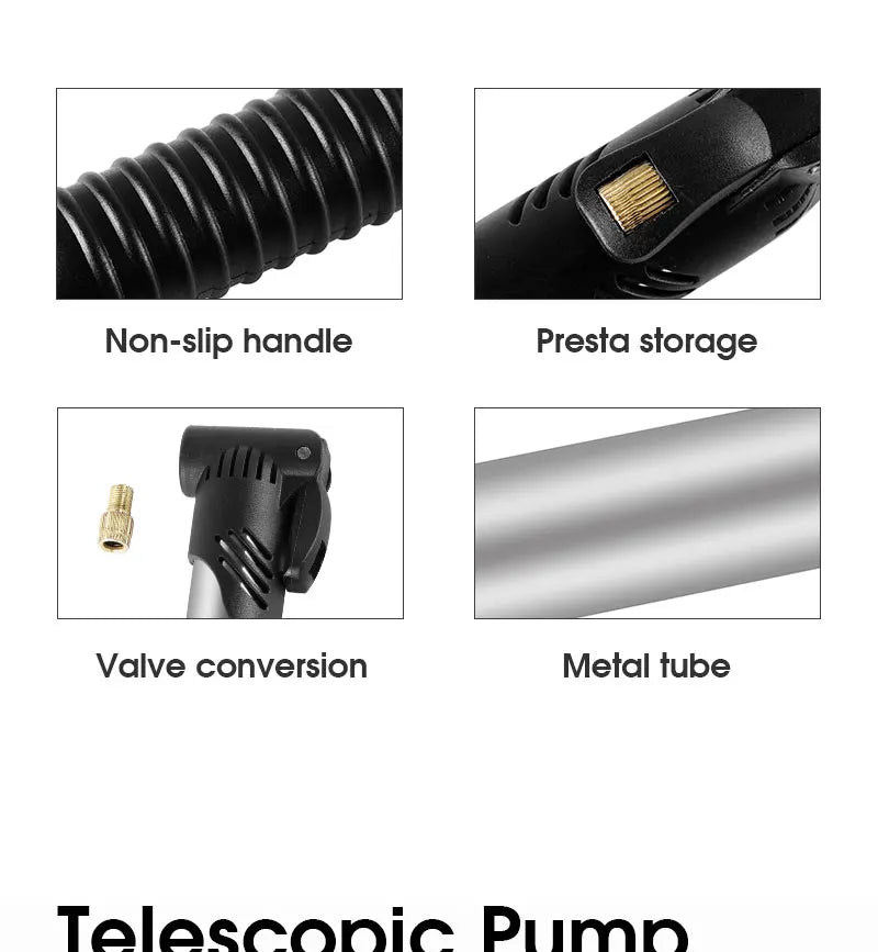 MINI POMPE VÉLO PORTABLE WEST BIKING — ULTRA-LÉGÈRE 117g • COMPATIBLE PRESTA & SCHRADER • 70 PSI — IDÉALE POUR VTT • ROUTE • URBAIN
