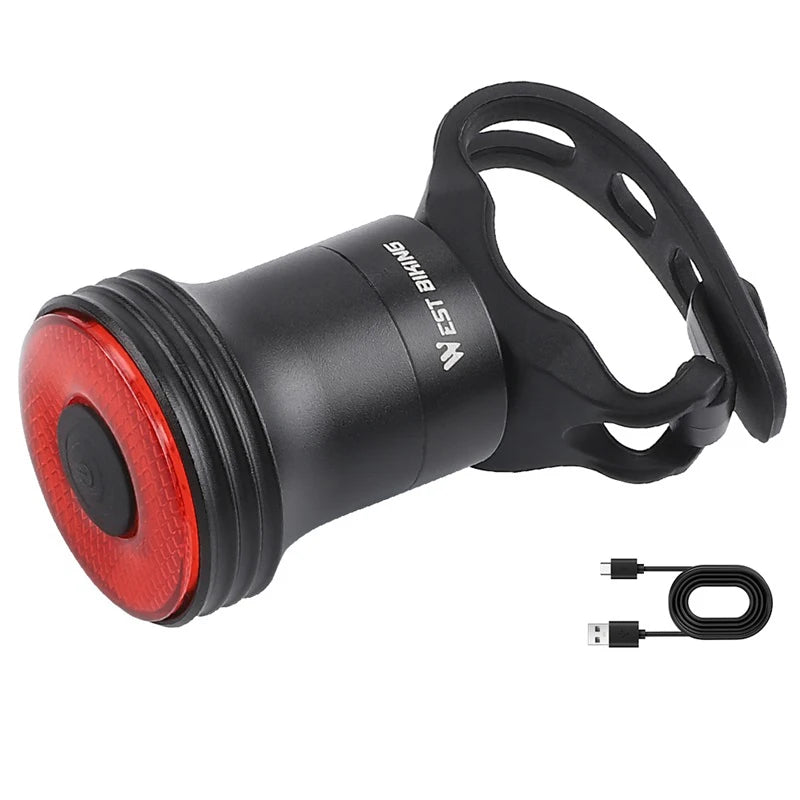 Feu Arrière Vélo WEST BIKING — Détection Intelligente du Mouvement — Recharge USB-C — IPX6 Étanche — Clignotant Sécurité pour VTT & Route