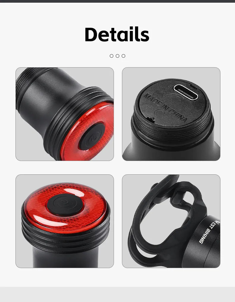 Feu Arrière Vélo WEST BIKING — Détection Intelligente du Mouvement — Recharge USB-C — IPX6 Étanche — Clignotant Sécurité pour VTT & Route