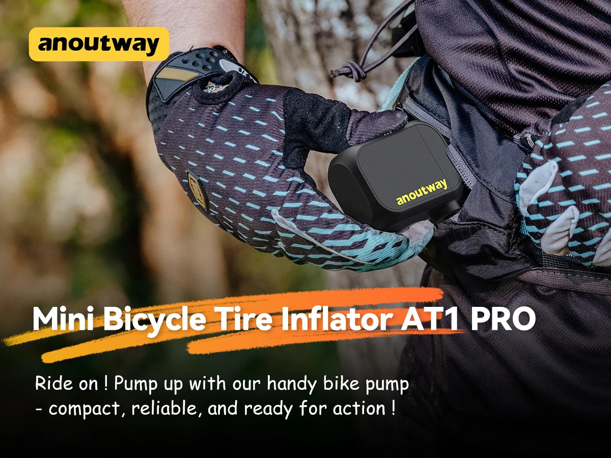 MINI POMPE ÉLECTRIQUE anoutway AT1 Pro — 120 PSI • ÉCRAN DIGITAL • RECHARGE RAPIDE 25 MIN • 450mAh — ULTRA-LÉGÈRE 125g — IDÉALE VÉLO ROUTE • VTT • URBAIN