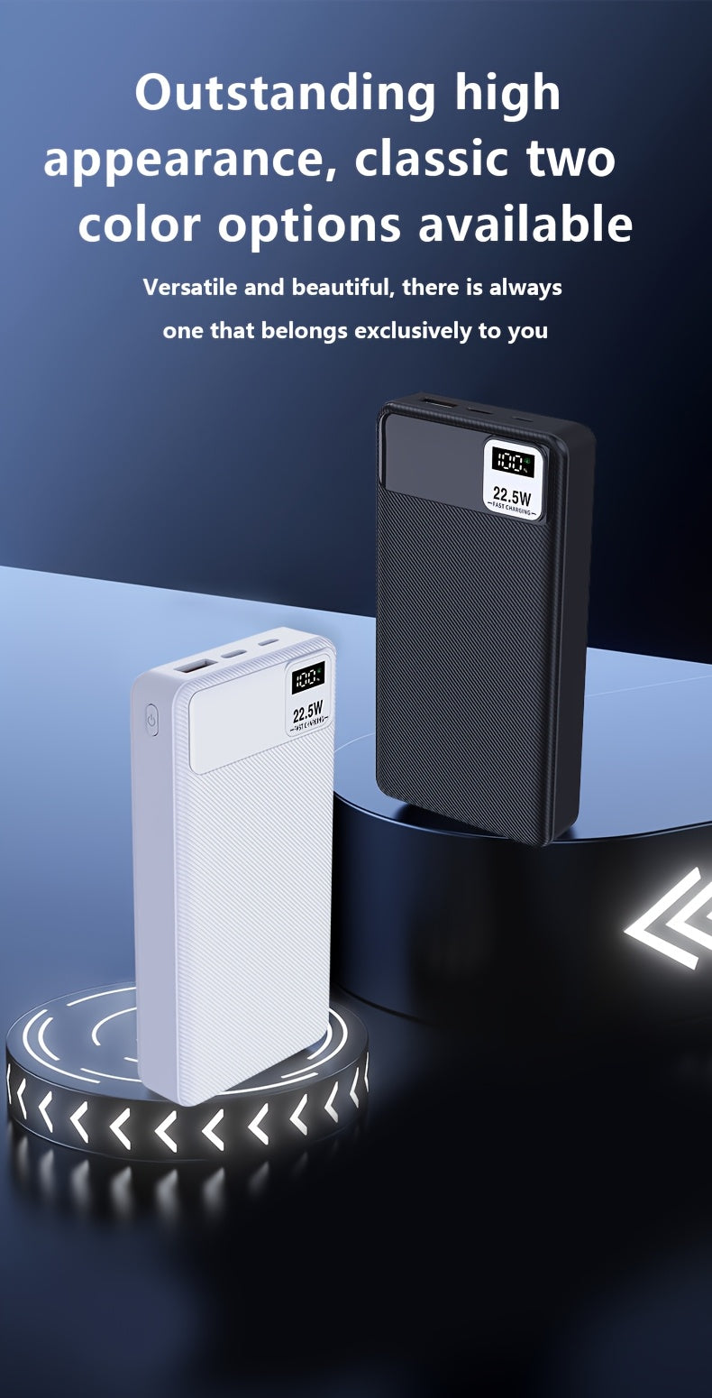 BATTERIE 10 000 / 20 000 mAh — CHARGE RAPIDE 22W • AFFICHAGE LED • 3 PORTS (USB / TYPE-C / MICRO) — IDÉALE VOYAGE • URGENCE • OUTDOOR