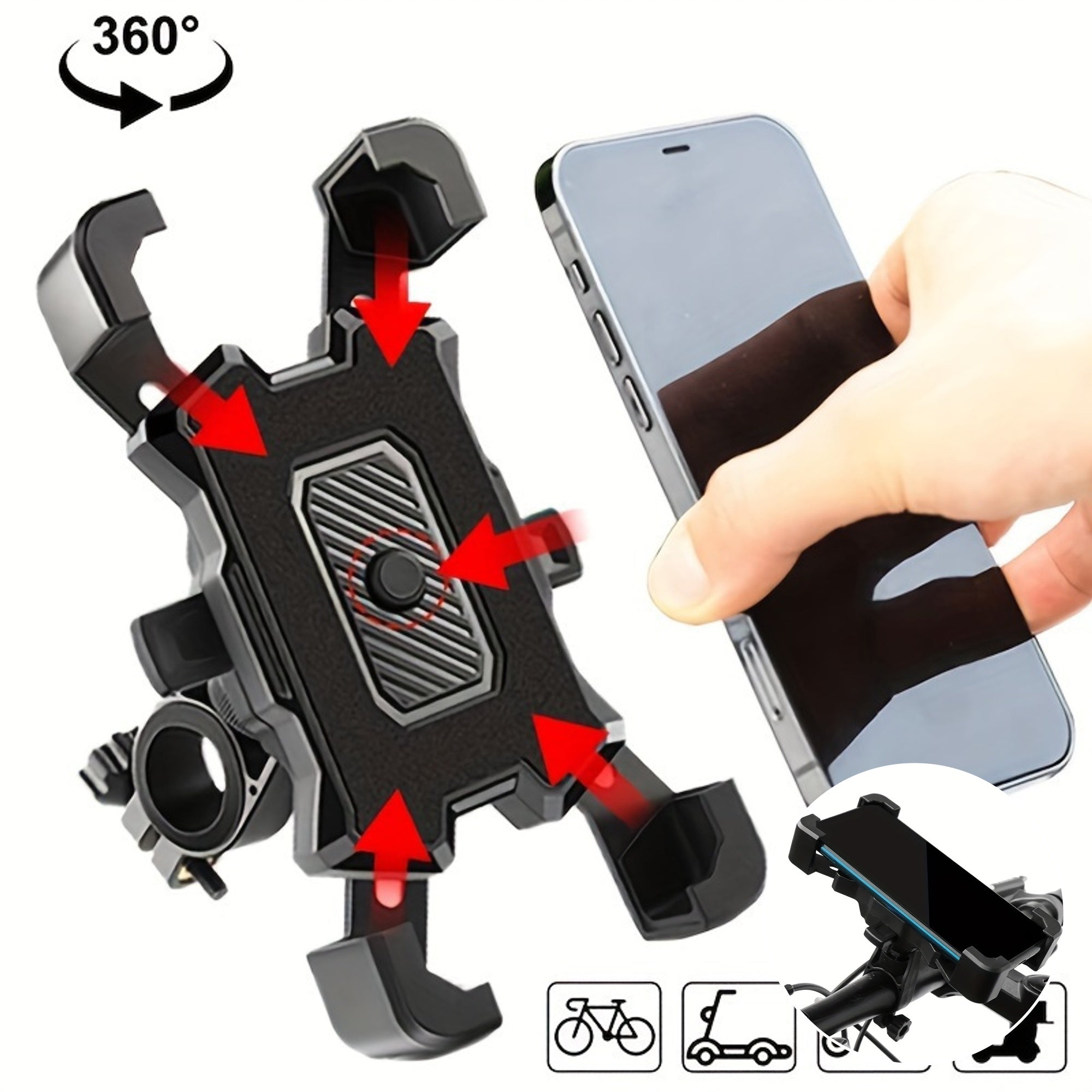 📱 SUPPORT TÉLÉPHONE ANTICHOC — FIXATION SÉCURISÉE — NOIR