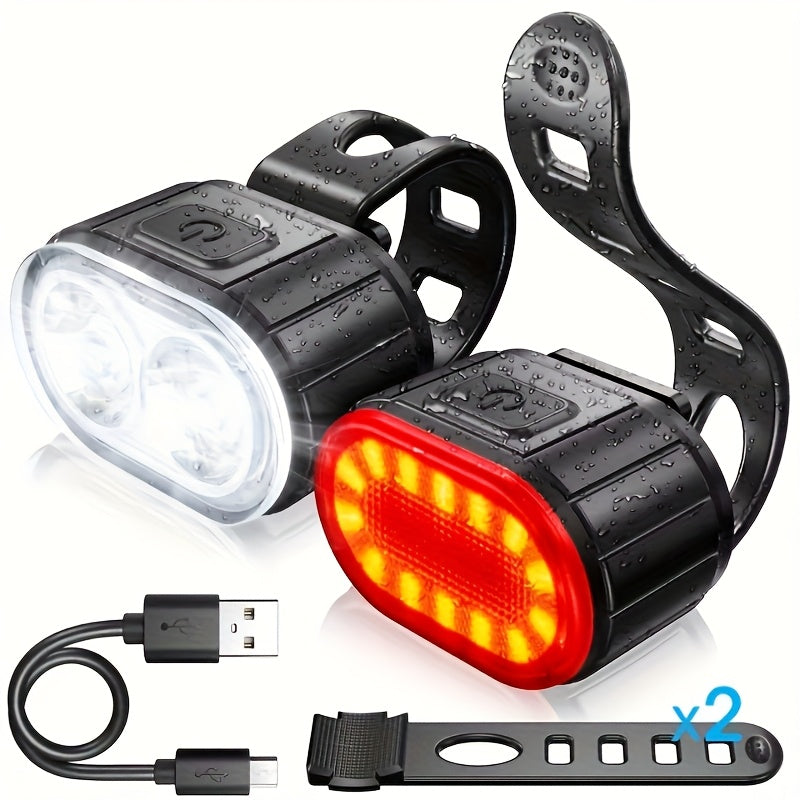 KIT PHARE + FEU ARRIÈRE VÉLO MACROCOSM — USB RECHARGEABLE
