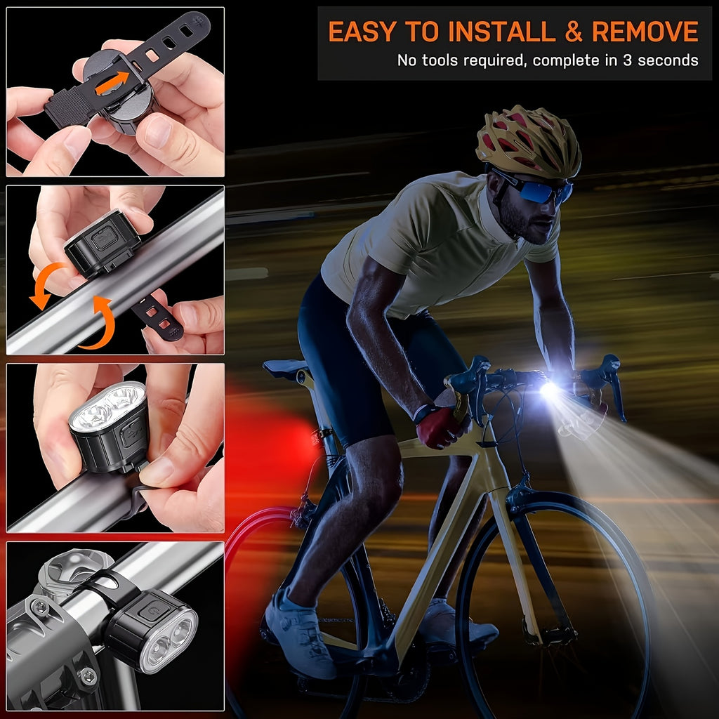 KIT PHARE + FEU ARRIÈRE VÉLO MACROCOSM — USB RECHARGEABLE