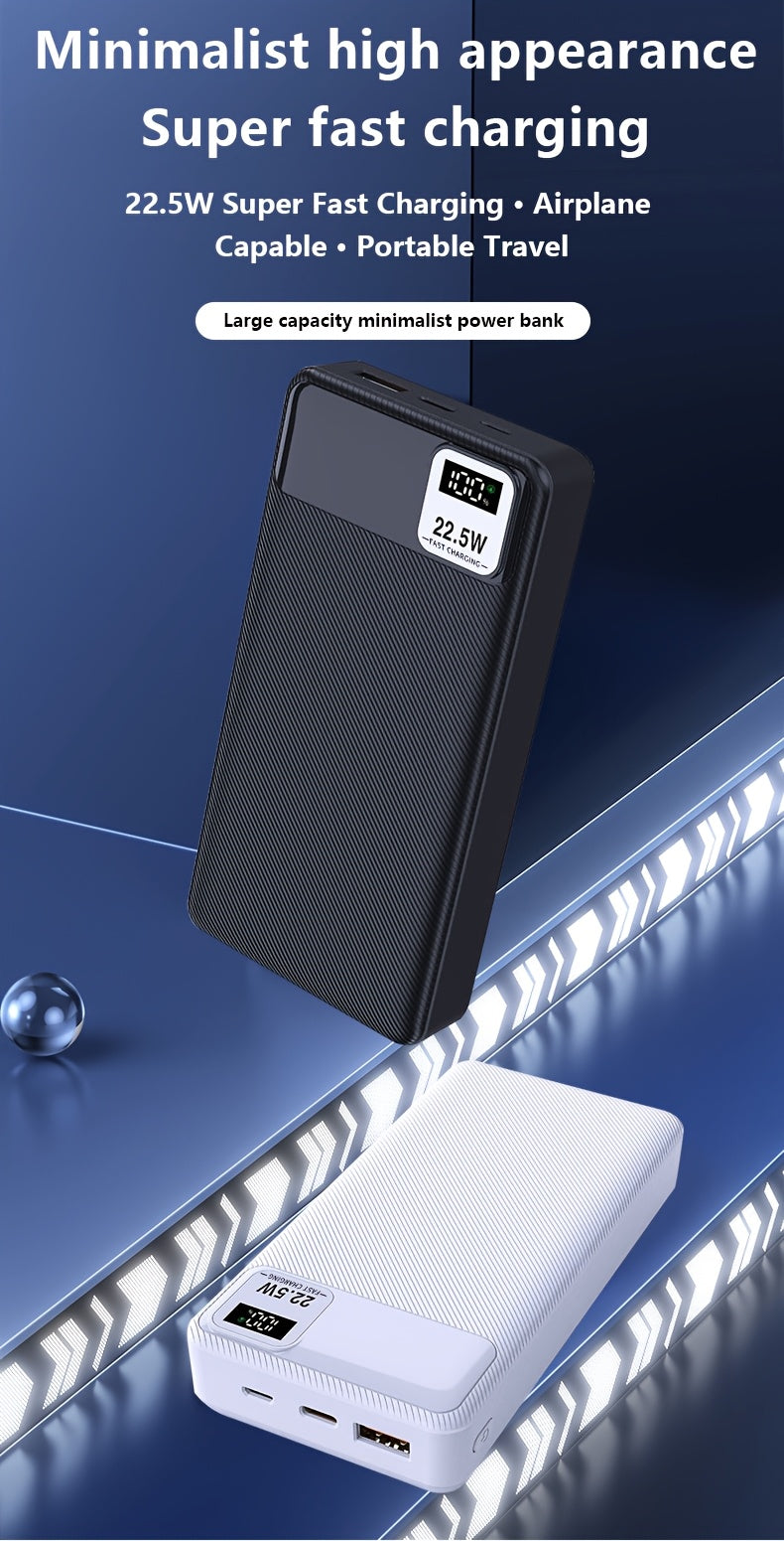 BATTERIE 10 000 / 20 000 mAh — CHARGE RAPIDE 22W • AFFICHAGE LED • 3 PORTS (USB / TYPE-C / MICRO) — IDÉALE VOYAGE • URGENCE • OUTDOOR